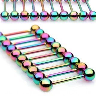 Levně Piercing do jazyka - duhový (1,6 x 19 x 6) - PJ01053-1619