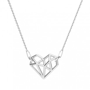 Stříbrný náhrdelník origami srdce