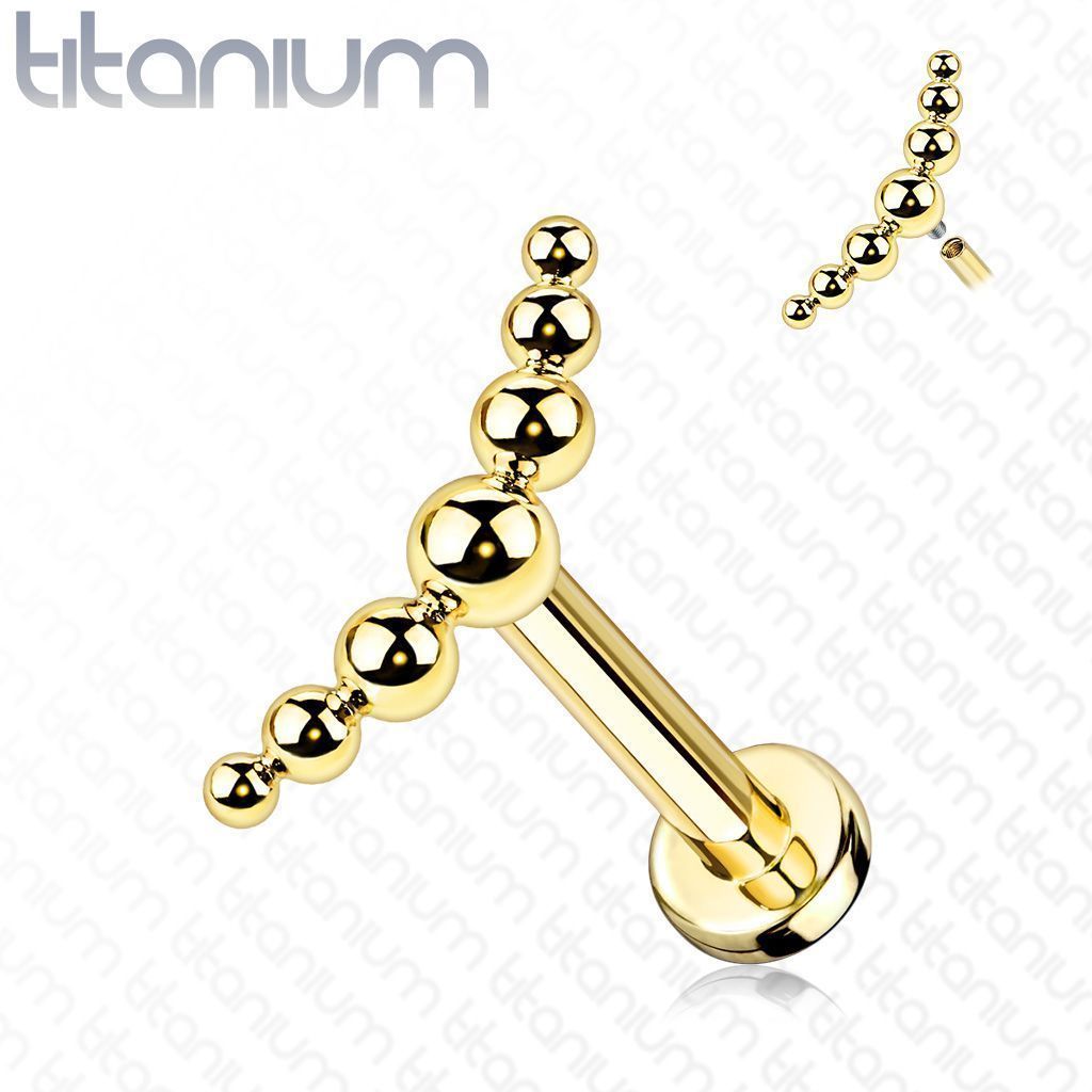 Levně Piercing do brady / ucha TITAN zlatý (1,2 x 8 mm)