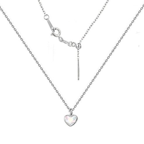 Levně NUBIS Minimalistický stříbrný náhrdelník se srdcem Crystals from Swarovski AB - NB-0204-AB