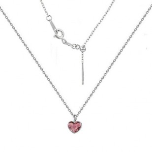 Minimalistický stříbrný náhrdelník se srdcem Crystals from Swarovski® Antique Pink