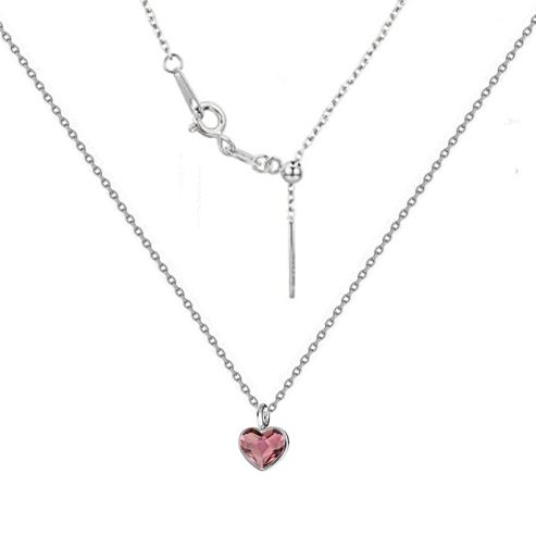 Levně NUBIS Minimalistický stříbrný náhrdelník se srdcem Crystals from Swarovski Antique Pink - NB-0204-AP
