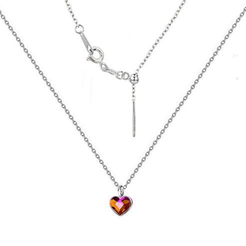 Levně NUBIS Minimalistický stříbrný náhrdelník se srdcem Crystals from Swarovski Astral Pink - NB-0204-ASP