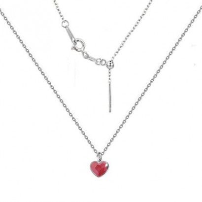 Minimalistický stříbrný náhrdelník se srdcem Crystals from Swarovski® Royal Red