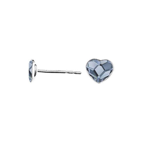 NUBIS Stříbrné náušnice se srdcem Crystals from Swarovski Denim Blue - NB-0203-DB