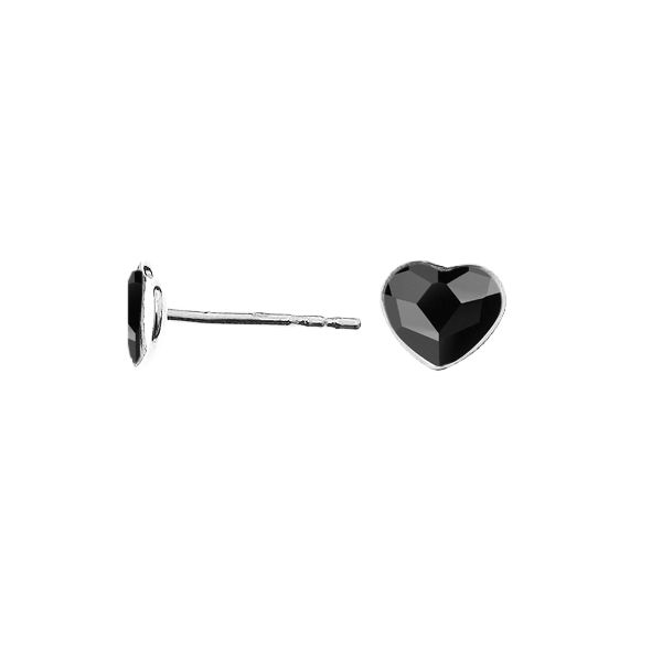 NUBIS Stříbrné náušnice se srdcem Crystals from Swarovski Jet Black - NB-0203-JB
