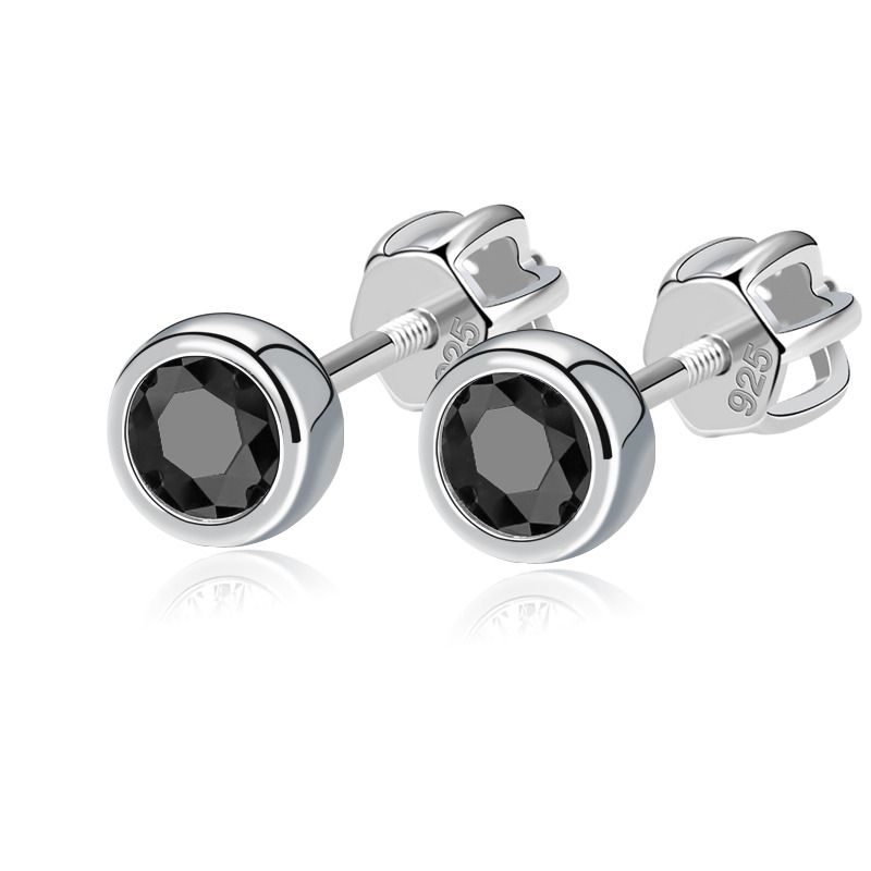 NUBIS Stříbrné náušnice, černé zirkony 4 mm - NB-3652-K