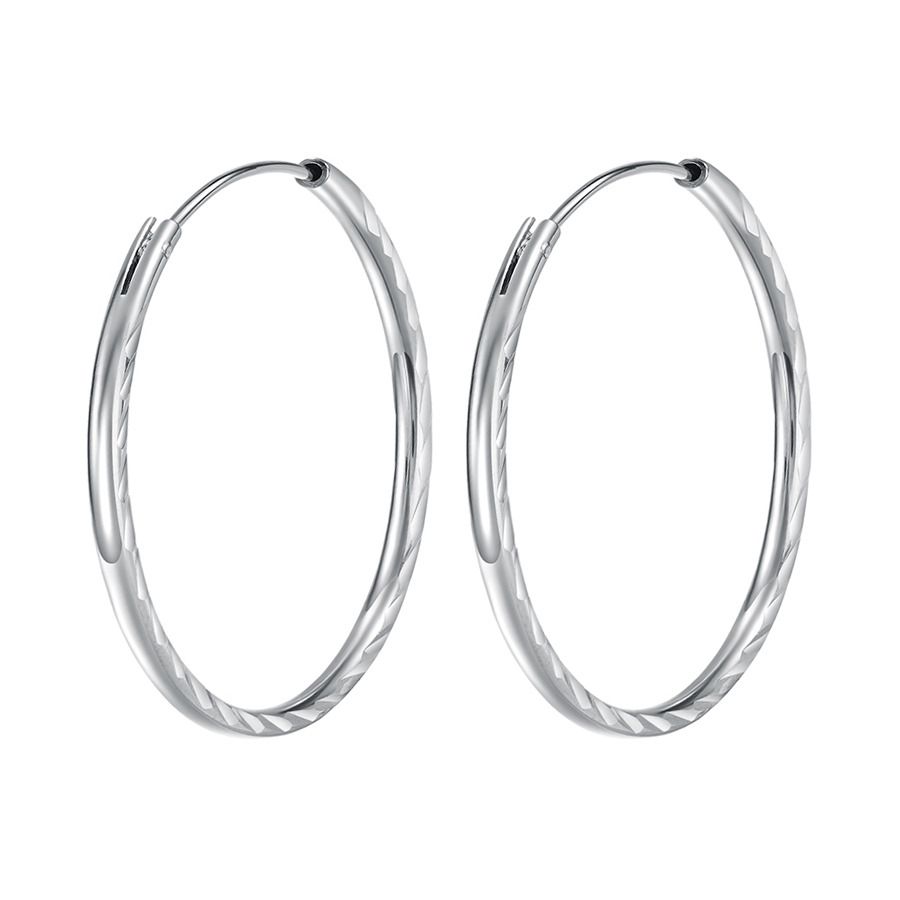 NUBIS Stříbrné náušnice kruhy 35 mm - NB-3657-35