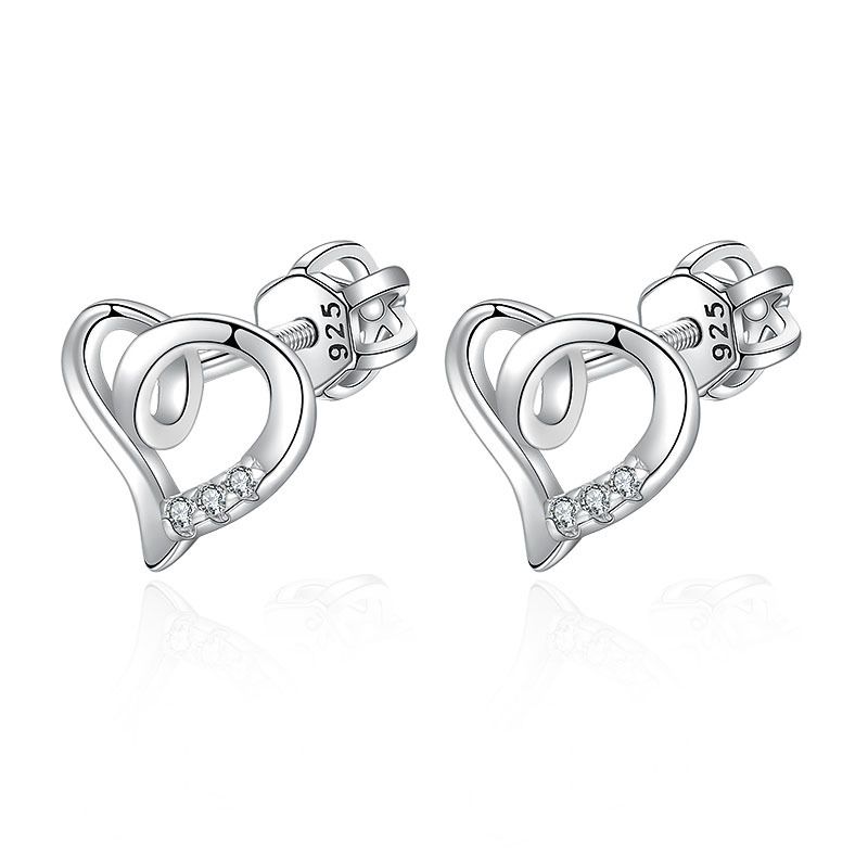 NUBIS Stříbrné šroubovací náušnice srdíčka - NB-3365