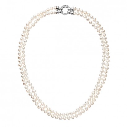 Perlový náhrdelník dvouřadý z pravých říčních perel bílý 22036.1