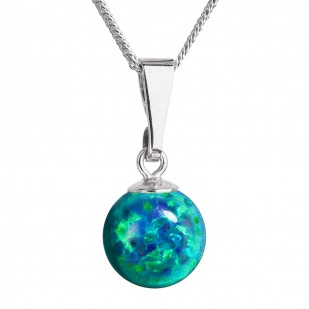 Stříbrný náhrdelník se zeleným syntetickým opálem 12050.3 green
