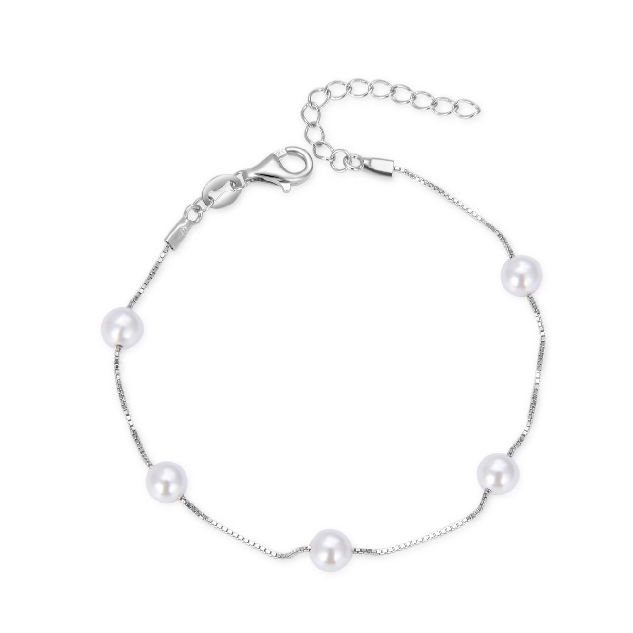 NUBIS Stříbrný náramek s přírodními perličkami - NB-1135