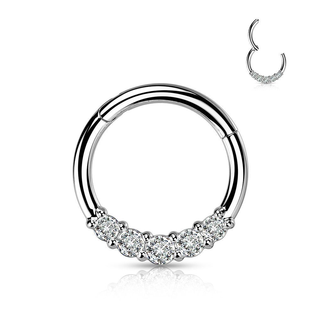 Levně Segment kruh se zirkony, septum piercing 1,2 x 10 mm - NS0061-ST