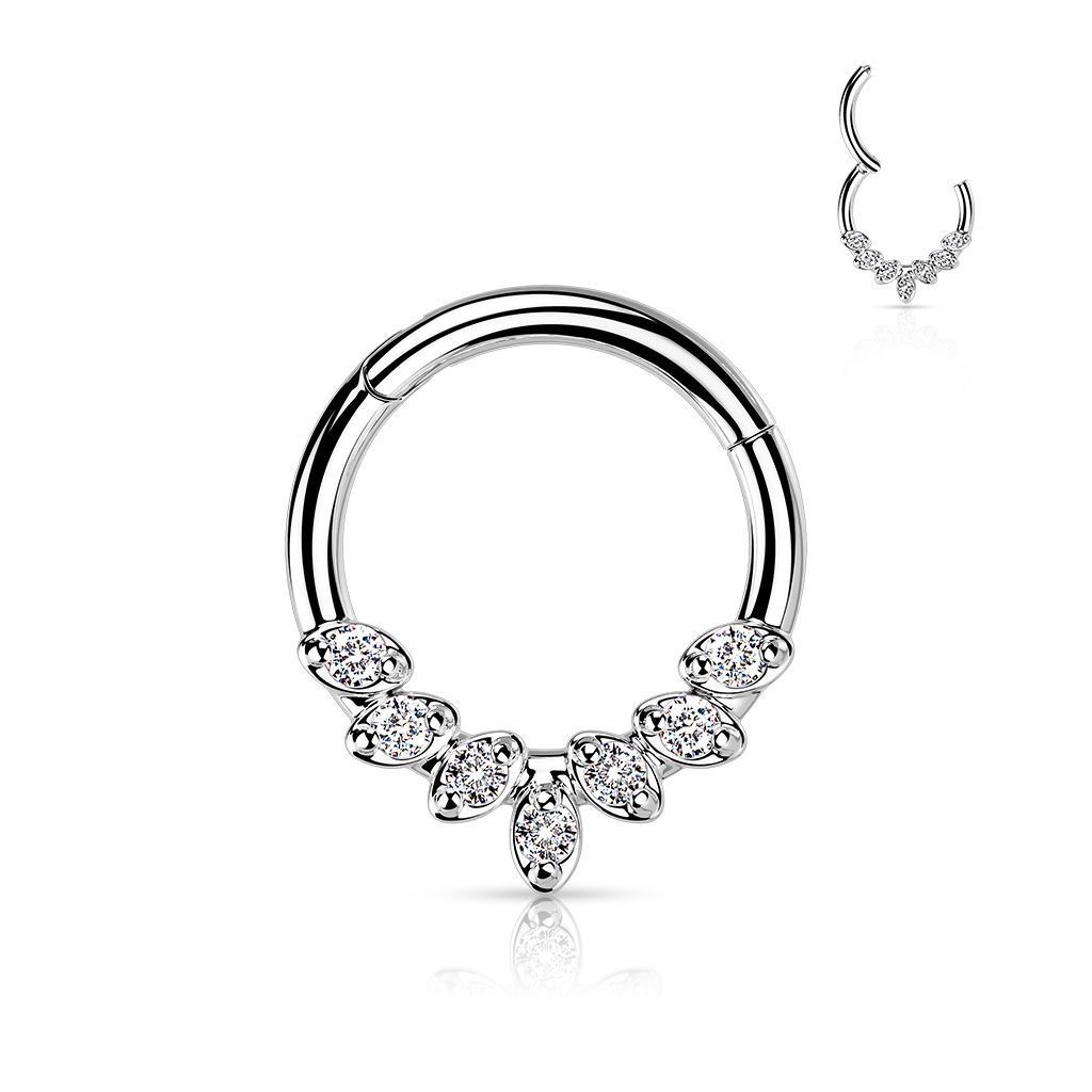 Levně Segment kruh se zirkony, septum piercing 1,2 x 10 mm - NS0059-ST