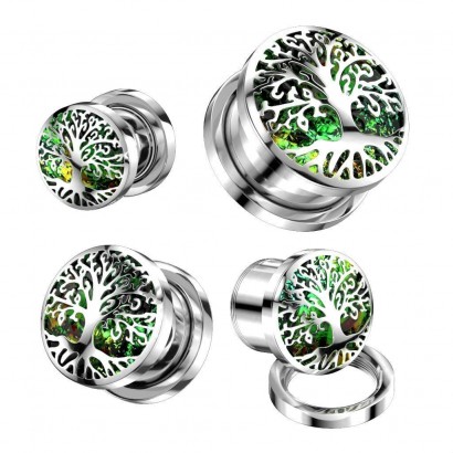 Plug do ucha s glitry - strom života (14 mm)