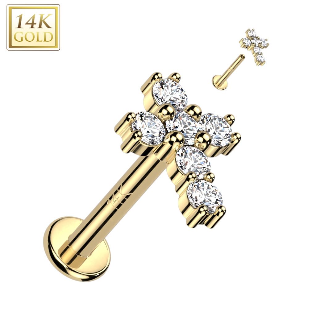 S4U Zlatý piercing do brady - labreta, Au 585/1000 (1,2 x 6 mm) - ZL01249-1206-YG