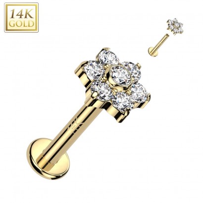 Zlatý piercing do brady - labreta, Au 585/1000 (1,2 x 8 mm)