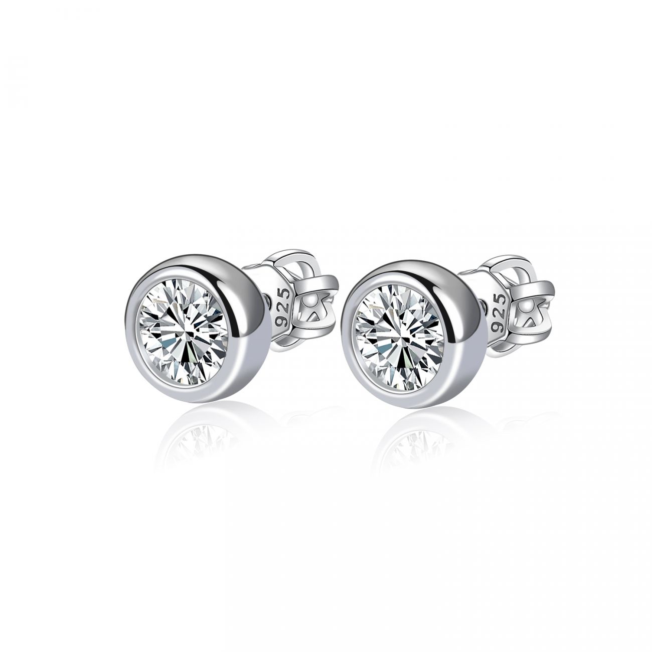 NUBIS Stříbrné náušnice, čiré zirkony 4 mm - NB-3652-C
