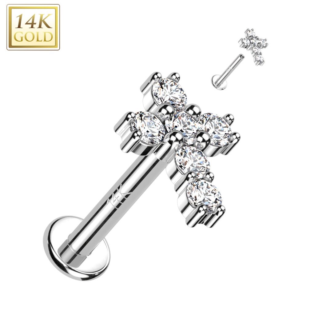 S4U Zlatý piercing do brady - labreta, Au 585/1000 (1,2 x 6 mm) - ZL01249-1206-WG