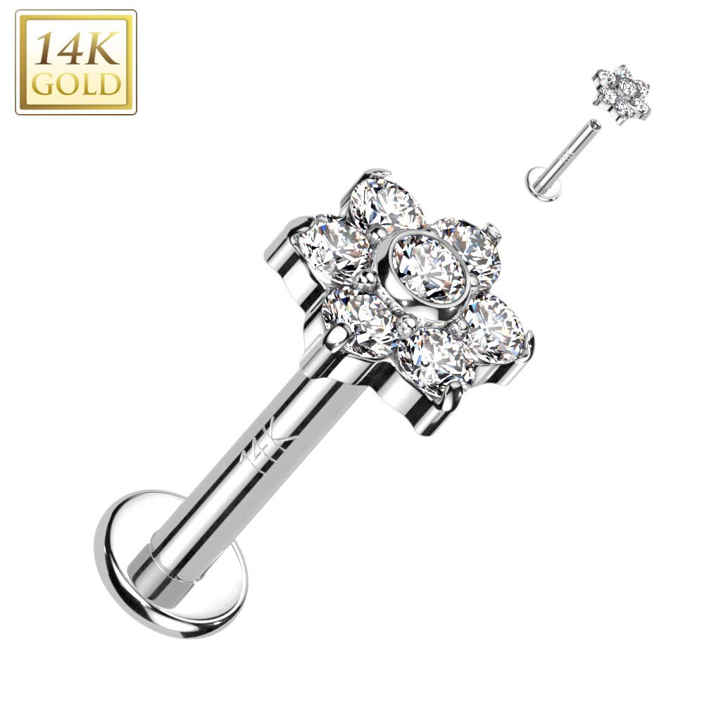 Levně Zlatý piercing do brady - labreta, Au 585/1000 (1,2 x 6 mm) - ZL01248-1206-WG