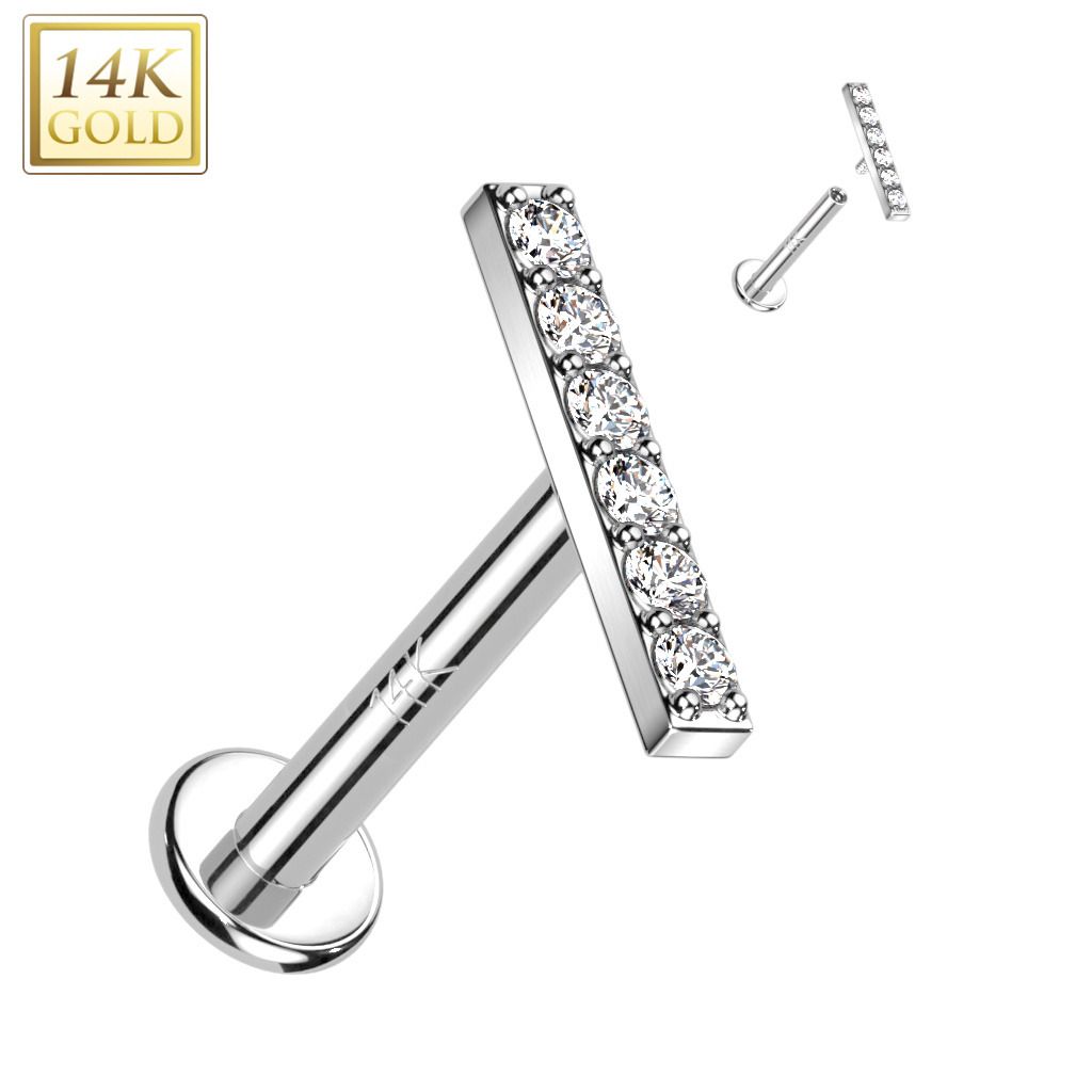 S4U Zlatý piercing do brady - labreta, Au 585/1000 (1,2 x 6 mm) - ZL01250-1206-WG