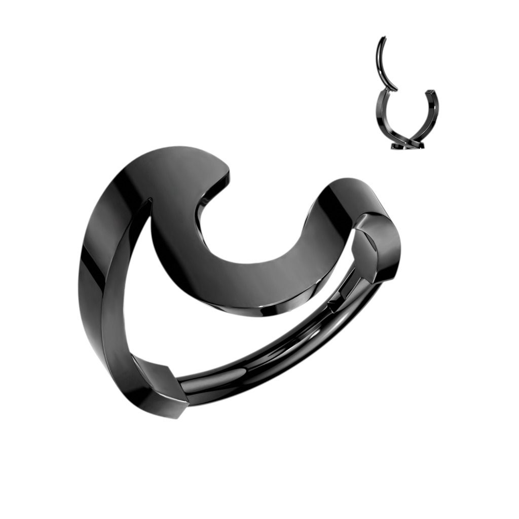 Černý ocelový kruh - helix / cartilage piercing (1,2 x 8 mm) - SG111K-1208