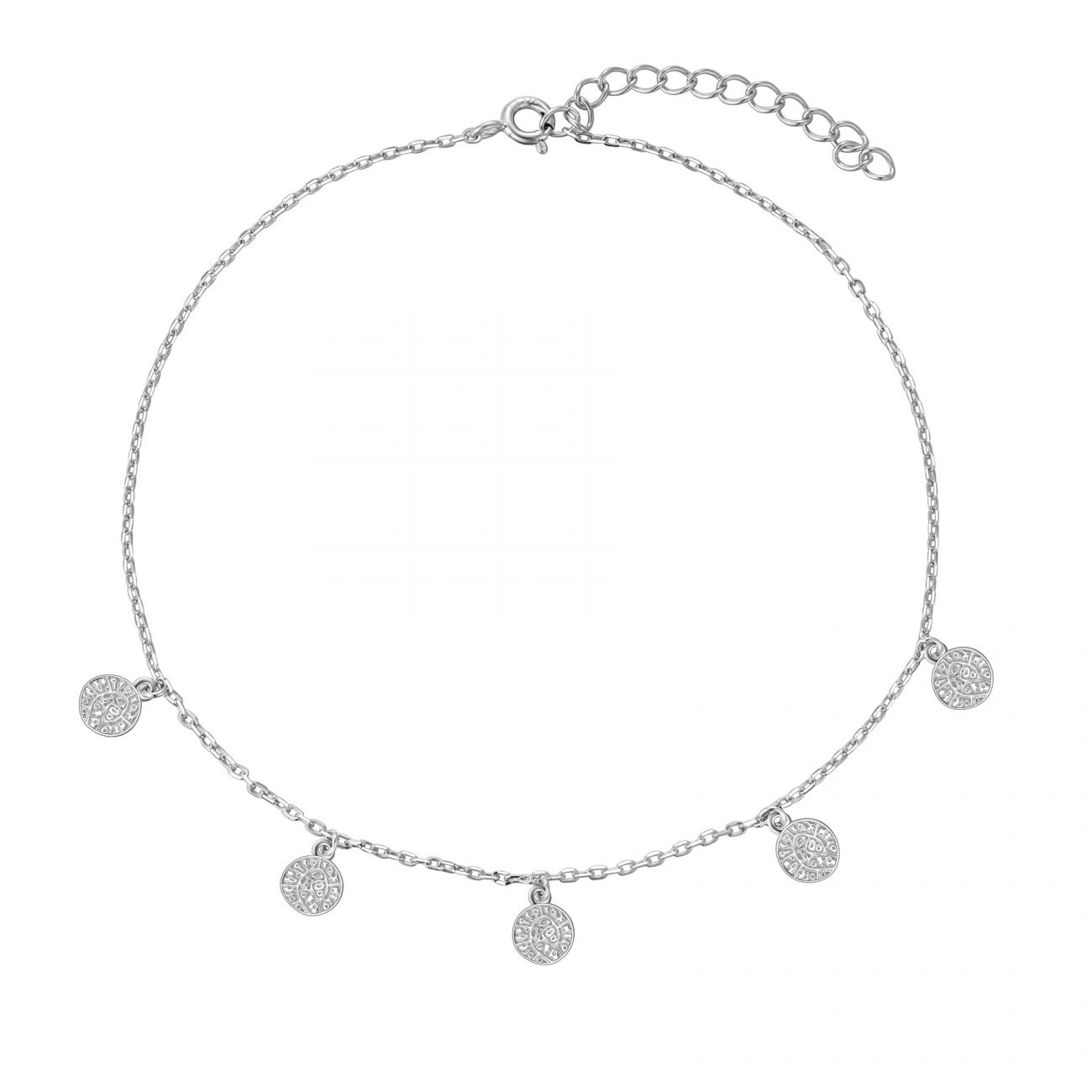 NUBIS Stříbrný náramek na nohu s přívěsky - NB-6035