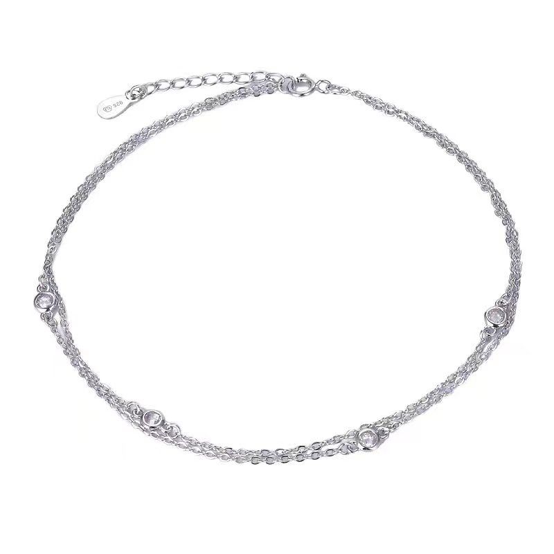 NUBIS Stříbrný náramek na nohu se zirkony - NB-6038