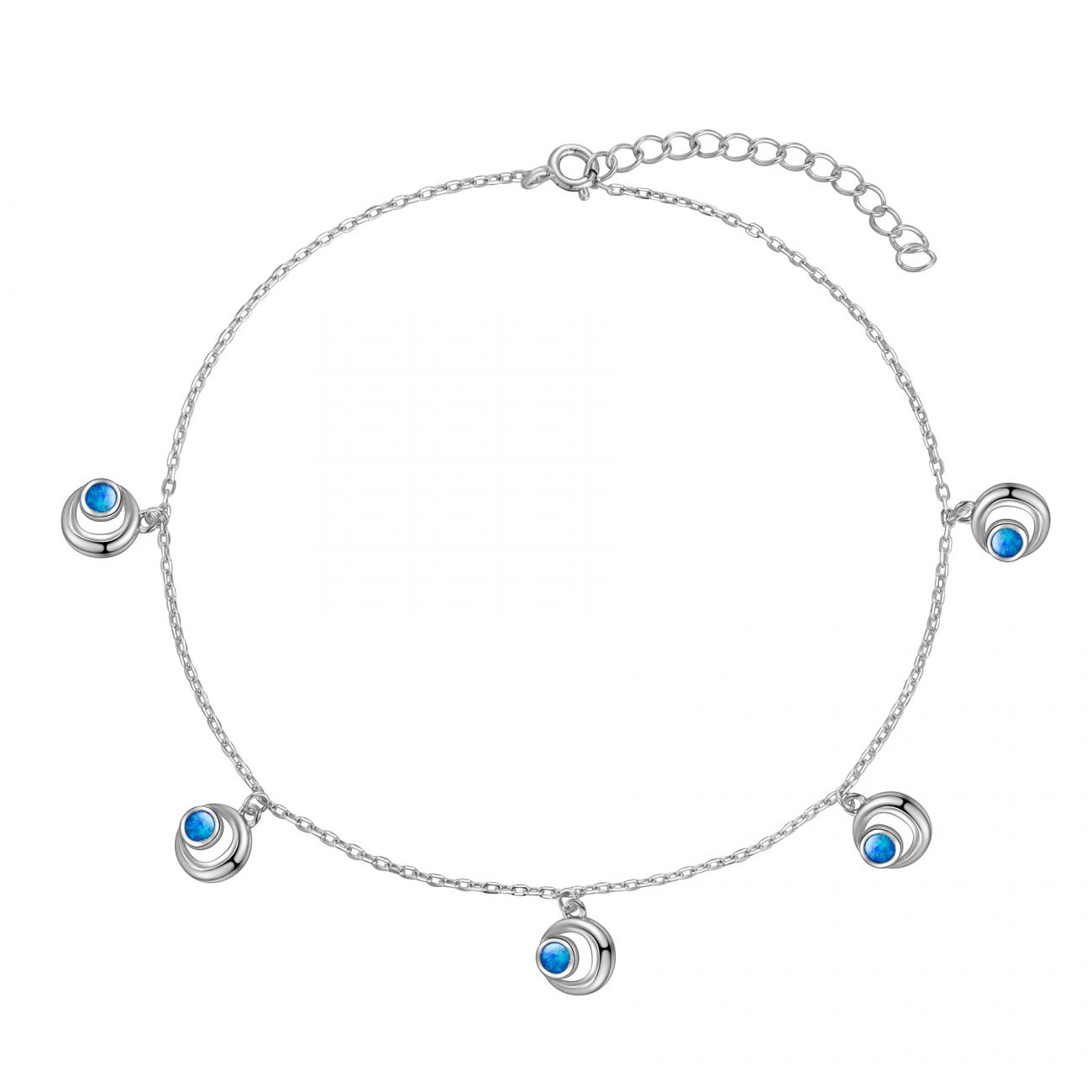 NUBIS Stříbrný náramek na nohu s opálem - NB-6037