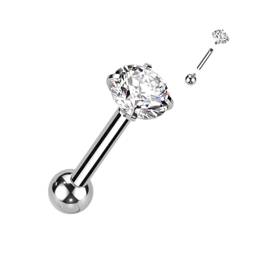 Levně Cartilage piercing TITAN (1,2 x 6 mm, kamínek 4 mm) - TIT1233-12064