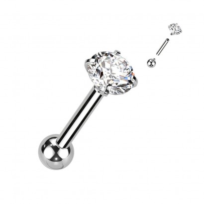 Cartilage piercing TITAN (1,2 x 8 mm, kamínek 4 mm)