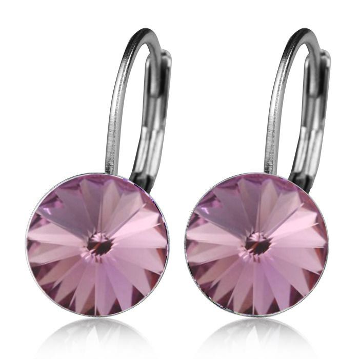 Levně NUBIS Ocelové náušnice s kameny Crystals from SWAROVSKI, LIGHT AMETHYST - NBS08-LA