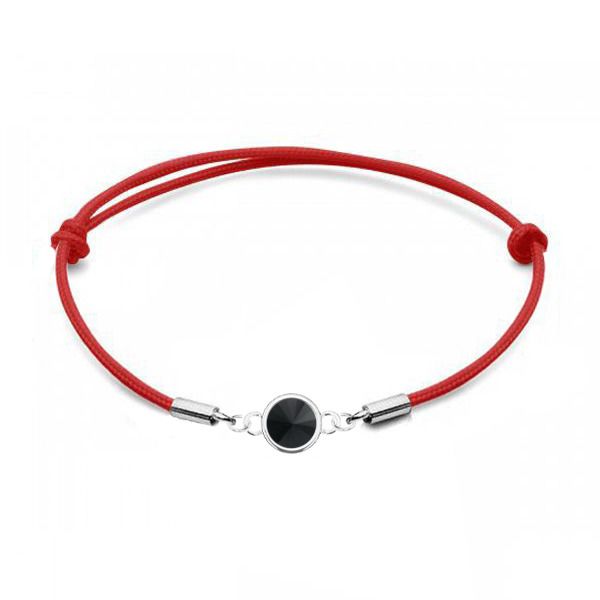 NUBIS Stříbrný textilní náramek s kamenem Crystals from Swarovski Black Jet - SX128-BJ