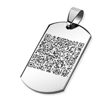 S4U Ocelový přívěsek - destička s laserovou rytinou QR kódu - DR1009-QR