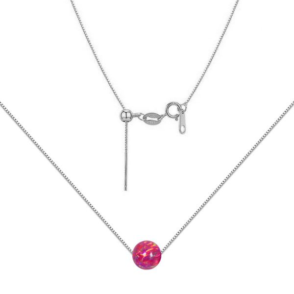 NUBIS Stříbrný náhrdelník s opálem - kulička 6 mm - NBS01-OP23
