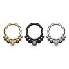Piercing kruh segment s kuličkami a zirkonem (zlacený)