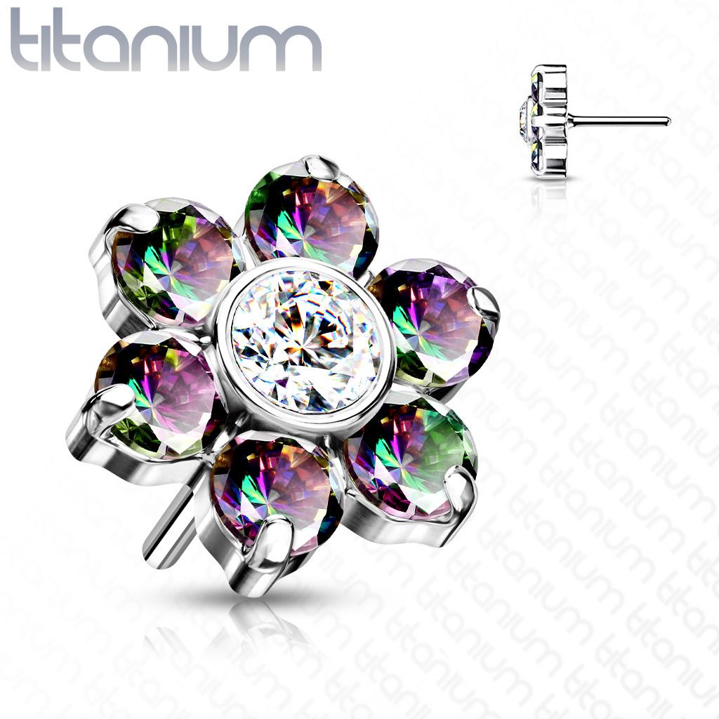 S4U Kytička k PUSH IN piercing do nosu TITAN, Vitrail Medium zirkony - TIT1213-VM