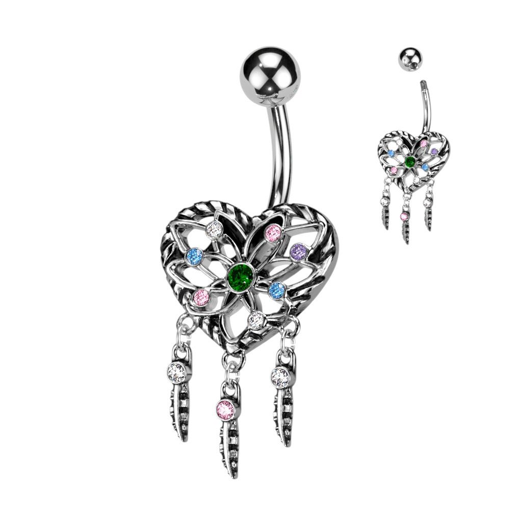 Piercing do pupíku - srdíčko lapač snů - WP0025