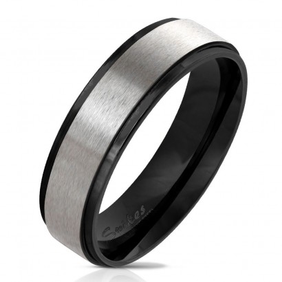 Černý ocelový prsten (70)