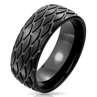 Ocelový prsten dekor pneumatika