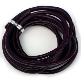 Kožená šňůrka kulatá tmavě hnědá, tl. 4 mm, 1m