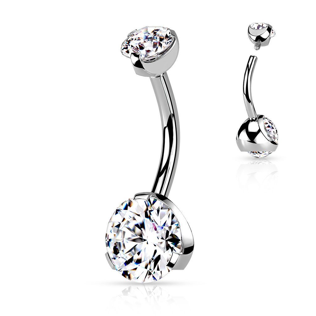 Levně S4U Ocelový piercing do pupíku - vnitřní závit (čirá) - BS0010-C