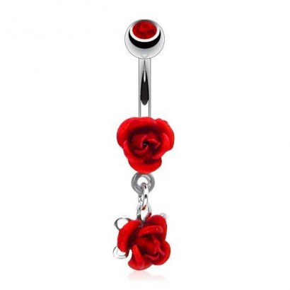 Piercing do pupíku - růžičky (červená)