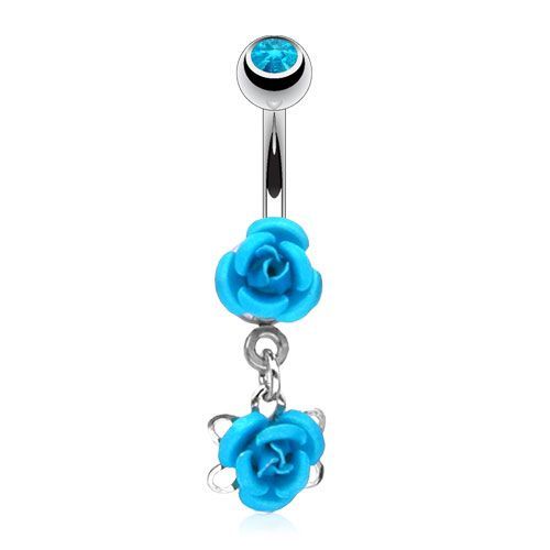 Piercing do pupíku - růžičky (tyrkysová) - WP01036-Q