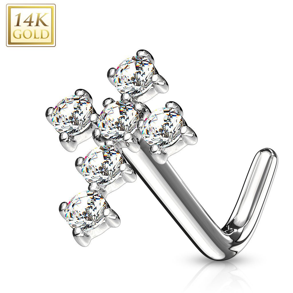 Levně Zlatý piercing do nosu - křížek, Au 585/1000