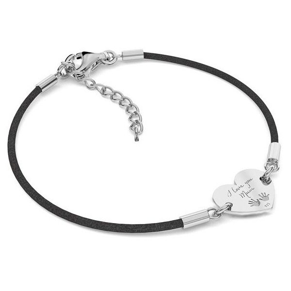 NUBIS Stříbrný textilní náramek I love you Mom - SX131-K