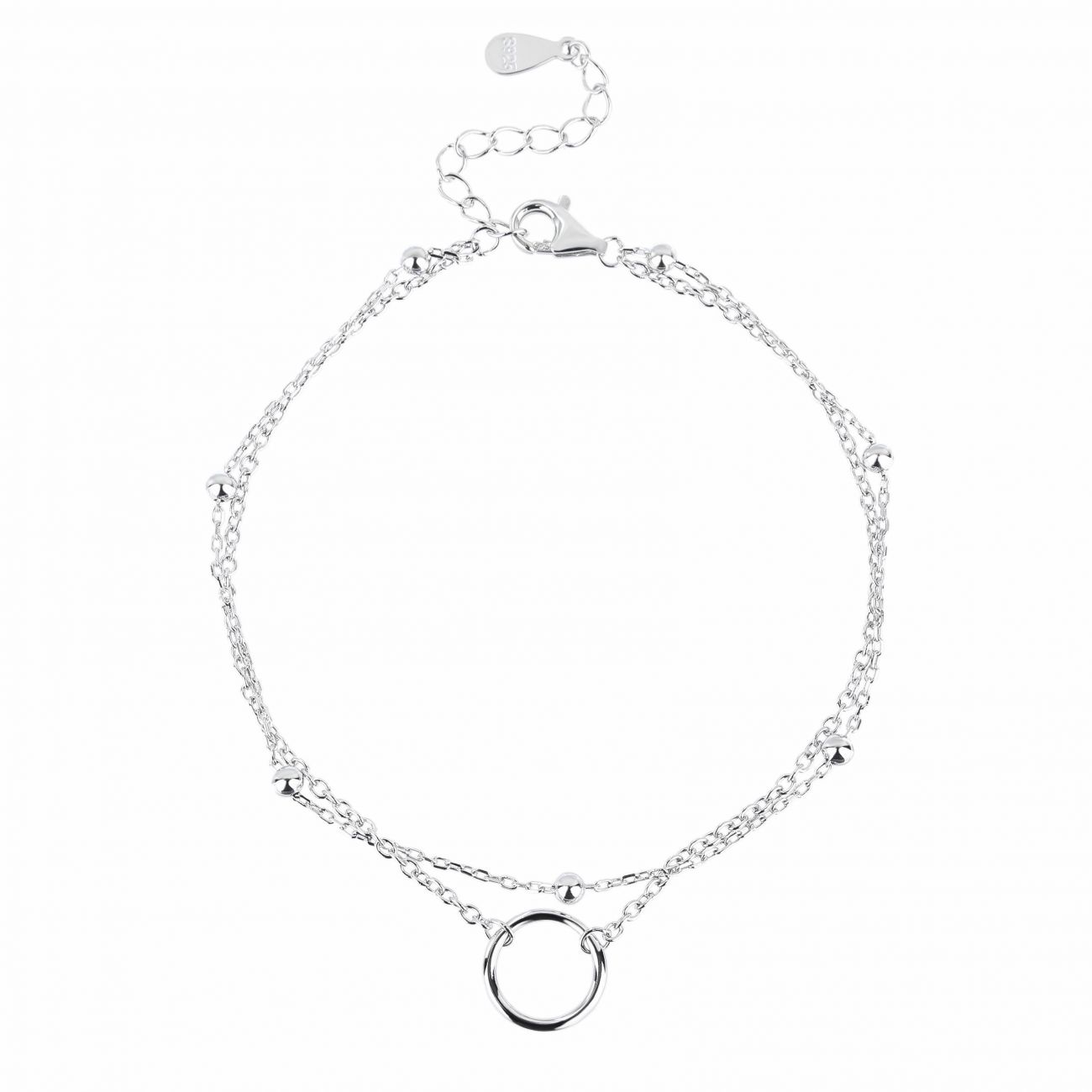 NUBIS Dvojitý stříbrný náramek s kolečkem - NB-1159
