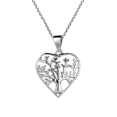 Stříbrný náhrdelník - srdíčko strom života