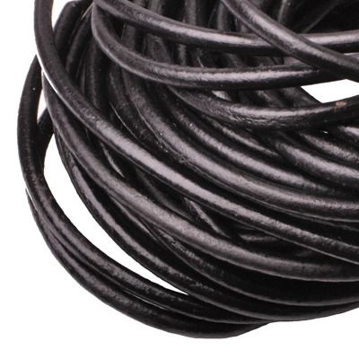 Levně S4U Kožená šňůrka kulatá černá, tl. 4 mm - LR401-K
