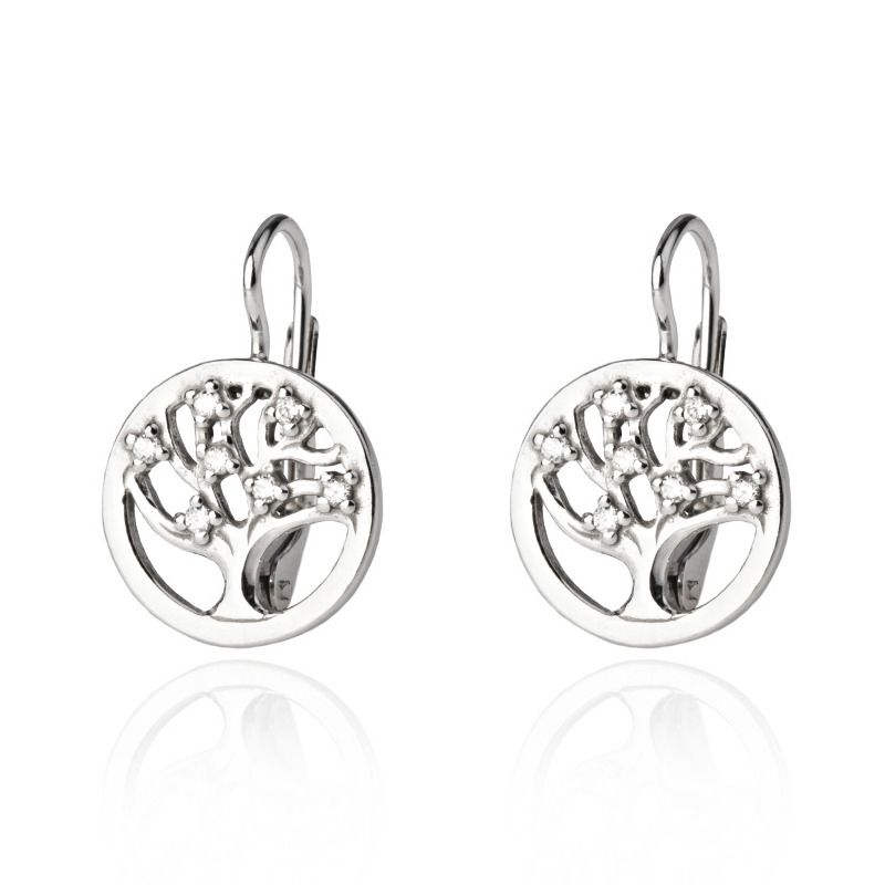 Stříbrné dámské náušnice - strom života - ZB3308